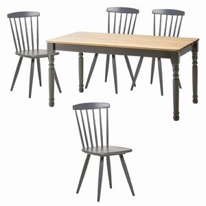 Jídelní set Marckeric Joyce stůl + 4 židle šedý (Nábytek do jídelny)