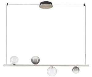 Nova Luce Kouřově šedé skleněné závěsné LED světlo Celso 120 cm se stříbrným zavěšením