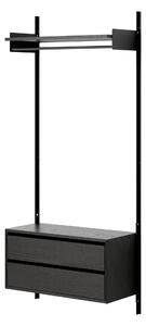 NEW WORKS Policová sestava Wardrobe Cabinet w. Drawers, Black Ash / Black