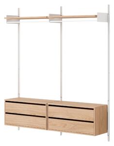 NEW WORKS Policová sestava Wardrobe Cabinets w. Drawers, Oak / White