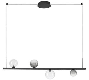 Nova Luce Kouřově šedé skleněné závěsné LED světlo Celso 120 cm s černým zavěšením