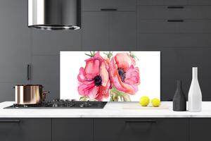 Kuchyňský skleněný panel Květiny Akvarely 100x50 cm