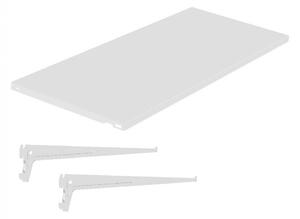Plechová police 20 x 80 cm pro nástěnné regály Biedrax, bílá (komplet včetně nosníků)