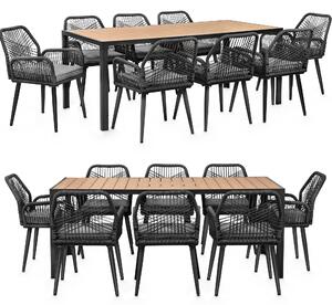 Zahradní sedací souprava se stolem a 8 idlemi - odolná proti povtrnostním vlivm - provazová sí - jídelní stl z WPC - sedací poltáe - venkovní jídelní souprava - antracit/edá