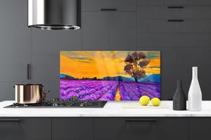 Kuchyňský skleněný panel Pole Krajina 120x60 cm
