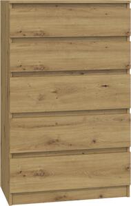 VBChome Komoda s 5 zásuvkami 70 x 40 x 110 cm dub Artisan Komoda bez úchytek Víceúelová skí do pedsín lonice obývacího pokoje dtského pokoje moderní dub Artisan