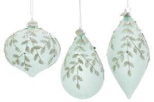 Bizzotto Set šesti zelených vánočních ozdob Leafglow Ø7/8 cm