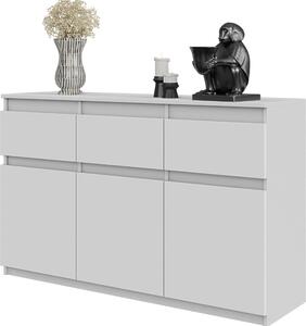 FURNICA - NOAH - Komoda / píborník se 3 zásuvkami a 3 dvíky - bílý mat V75cm 120cm H35cm