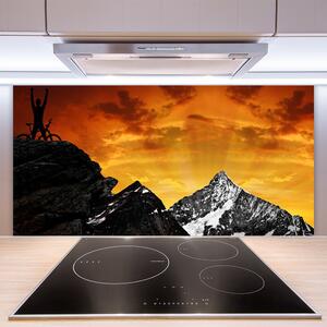 Kuchyňský skleněný panel Hory Krajina 125x50 cm