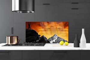 Kuchyňský skleněný panel Hory Krajina 125x50 cm