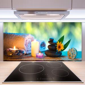 Kuchyňský skleněný panel Svíčky Ručník Umění 140x70 cm