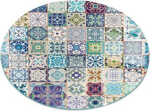Sklenný podlahový panel Fi 100 cm - Sklenný krbový panel - Sklenný krbový panel - Ochranné sklo - Ochranný panel proti jiskrám - Sklenný podlahový panel proti ohni - Tepelná ochrana - Ochrana podlahy ze skla - Mozaikový vzor na dladicích