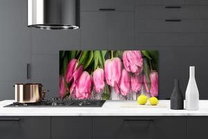 Kuchyňský skleněný panel Tulipány 125x50 cm