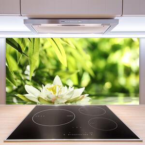 Kuchyňský skleněný panel Květ Listy 140x70 cm