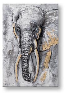 Malovaný obraz na stěnu SLON 1 díl - 40x60 cm - 40×60 cm / Klasický 2 cm