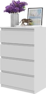 FURNICA - GABRIEL - Komoda se 4 zásuvkami - bílá matná V92cm 60cm H33cm