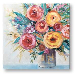 Malovaný obraz na stěnu KVĚTINY 1 díl - 80x80 cm - 80×80 cm / Klasický 2 cm