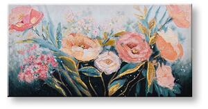 Malovaný obraz na stěnu KVĚTINY 1 díl 100x50 cm - 100×50 cm / Klasický 2 cm