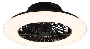 TRIO R62522132 STRALSUND stropní svítidlo s ventilátorem LED D500mm 30W/2200lm 3000-6500K matná černá, stmívatelné, dálkový ovladač, starlight efekt