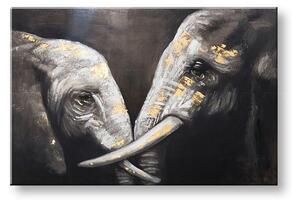 Malovaný obraz na stěnu SLONY 1 díl - 120x80 cm - 120×80 cm / Klasický 2 cm