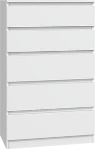 VBChome Komoda s 5 zásuvkami 70 x 40 x 110 cm bílá Bezúchytková komoda Víceúelová skíka do pedsín Lonice Obývací pokoj Dtský pokoj Moderní bílá barva