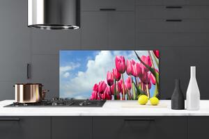 Kuchyňský skleněný panel Tulipán 125x50 cm