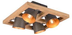 TRIO 601900467 BELL stropní bodové svítidlo 4xE14 antický nikl, dřevo
