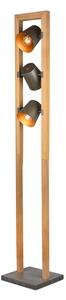 TRIO 401900367 BELL stojací lampa 3xE14 antický nikl, dřevo