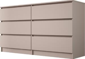 Komoda, 6 zásuvek, karamelová barva, 138 x 79 x 39 cm
