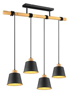 TRIO 312700432 HARRIS závěsné svítidlo D180mm 4xE27 matná černá, dřevo