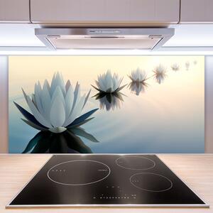 Skleněné obklady do kuchyně Vodní Lilie Bílý Leknín 120x60 cm