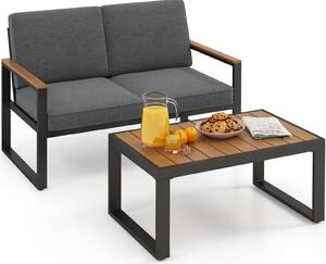 KOMFOTTEU 2dílná sada zahradního nábytku pro 2 osoby, zahradní nábytek s 1 keslem a 1 konferenním stolkem, sada zahradního nábytku, na terasu, terasu, balkon, terasu