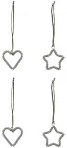 House Doctor Set čtyř stříbrných vánočních ozdob Connect 5,5 cm
