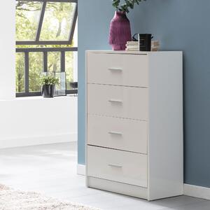 FineBuy Sideboard FB52330 Bílá lesklá 60x90x30 cm Prchozí skíka Devná moderní úzká komoda s zásuvkami Jídelna Malá univerzální skíka Pedsí