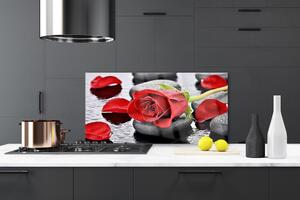 Skleněné obklady do kuchyně Růže Květ Kameny Zen 100x50 cm