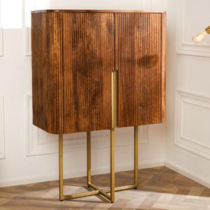 Riess-ambiente Design Highboard GATSBY 125cm hndý matný zlatý retro píborník z mangového deva komoda se zásuvkami skíka