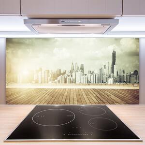 Skleněné obklady do kuchyně Město New York Paneláky 125x50 cm