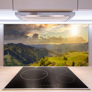Skleněné obklady do kuchyně Hory Louka Západ Slunce 140x70 cm