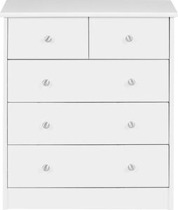 FineBuy Design Devná komoda, bílá, 60 x 70 x 35 cm, s 5 zásuvkami, univerzální nábytek, plochý, do pedsín, moderní píborník, nadasový píborník