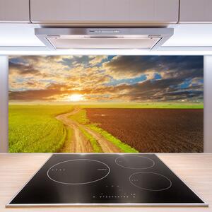 Skleněné obklady do kuchyně Pole Nebe Slunce Příroda 125x50 cm