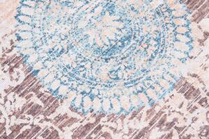 Makro Abra Kusový koberec pratelný TOSCANA 43850 Moderní pogumovaný krémový hnědý modrý Rozměr: 80x150 cm