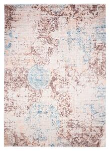 Makro Abra Kusový koberec pratelný TOSCANA 43850 Moderní pogumovaný krémový hnědý modrý Rozměr: 80x150 cm