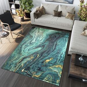 Makro Abra Kusový koberec pratelný TOSCANA 40560 Abstraktní moderní pogumovaný zelený Rozměr: 80x150 cm