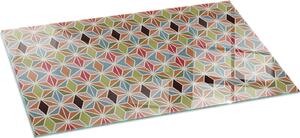 Sklenná podlahová deska 100x50 cm - Krbová deska sklenná - Krbová deska sklenná - Ochranné sklo - Ochranná deska proti jiskrám - Sklenná podlahová deska neholavá - Tepelná ochrana - Ochrana podlahy ze skla - Polygonální vzor v míce
