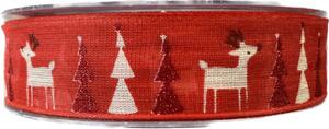 Stuha vánoční SANTA'S GARDEN RED 25mm x 20m (7,-Kč/m)
