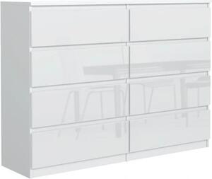 Komoda 8 120 cm - s 8 zásuvkami v bílé matné barv / bílé ve vysokém lesku / rzné barvy a velikosti