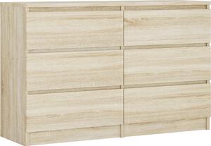 Komoda 6 zásuvek, barva: dub Sonoma, 120 x 78 x 39 cm