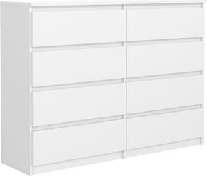 3xobývací komoda DEMII 8 140cm - s 8 zásuvkami v bílé barv / rzné barvy a velikosti