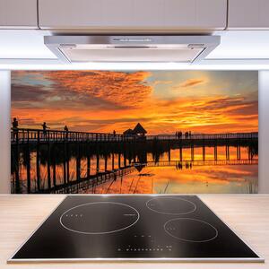 Kuchyňský skleněný panel Most Moře Architektura 100x50 cm