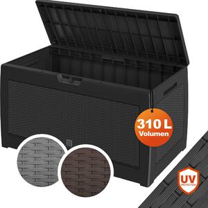 CASARIA® Zahradní truhlík antracit UV-odolný 310L Úchyty Koleka Terasa Balkon Obývací pokoj Zimní zahrada Truhla Poltáový box 119x48cm Ratanový vzhled